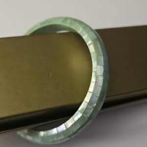 Vintage dyed light green Mother of pearl MOP mosaic marquetery shell Bangle